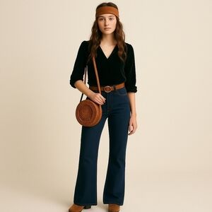 BCBG Paris Dark Wash Palazzo Jeans Size 2 NWT